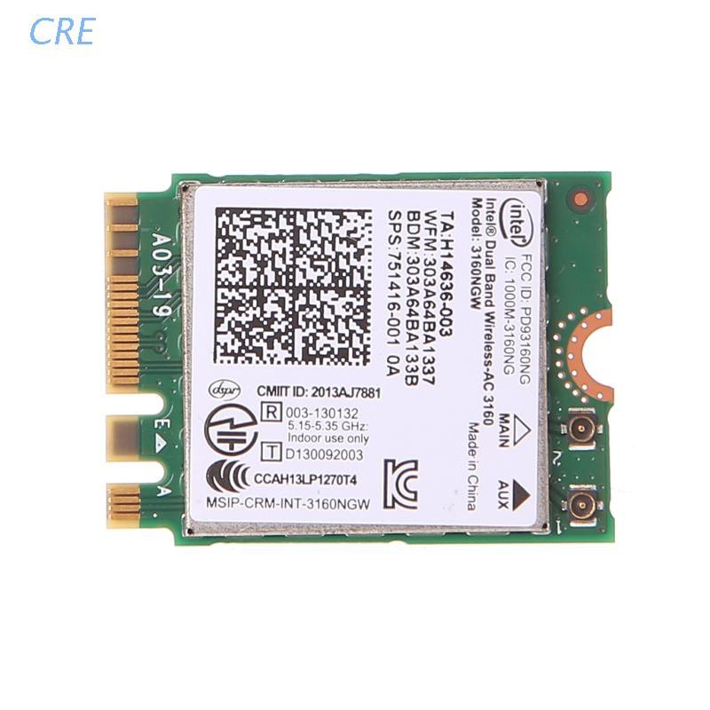 Thẻ Wifi Băng Tần Kép Cre Intel 802.11 Ac 3160 Ngw Ngff Bluetooth 4.0