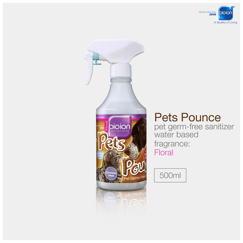 Chai Xịt BIOION PETS POUNCE PETS GERMS-FREE SANITIZER FLORAL - Khử Trùng, Khử Mùi cho Thú Cưng Hương Floral 500ML