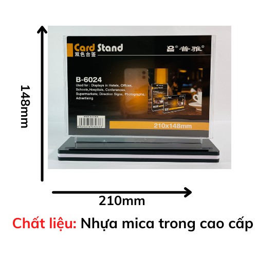 Menu mica để bàn đế ghép 2 mặt A5 ngang cao cấp B6024