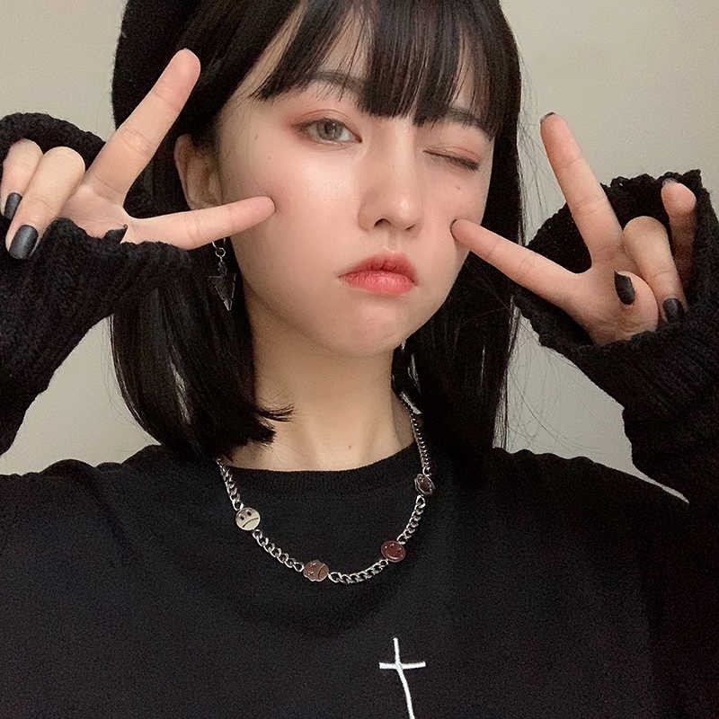 Dây Chuyền Thép Titan Hình Mặt Cười Phong Cách Hip Hop Cá Tính
