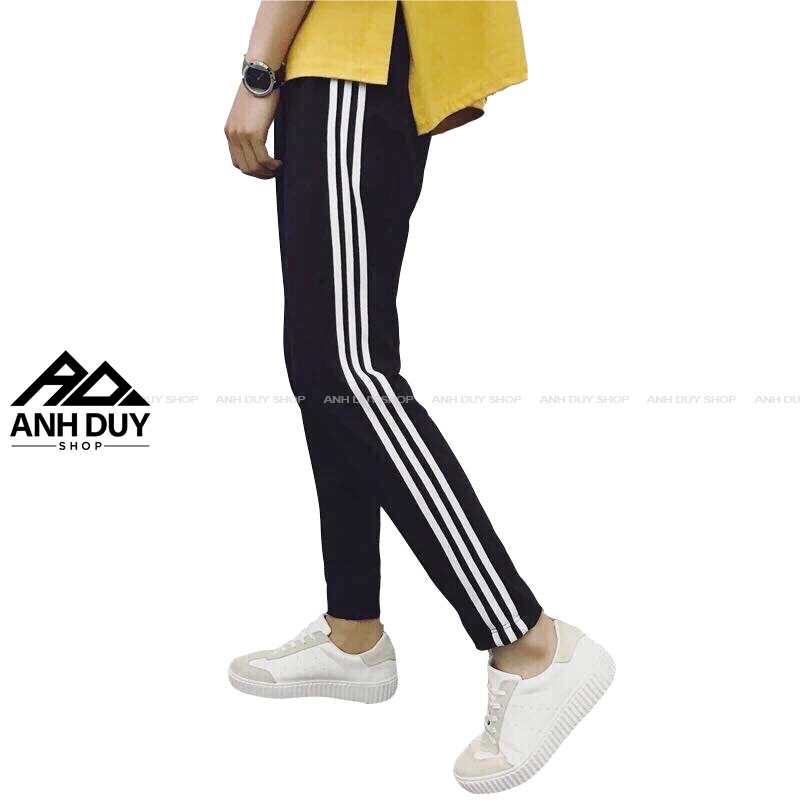 Quần Thể Thao Nam Nữ Dài 3 Sọc Ống Suông Thun Poly Phong Cách Thể Dục Năng Động Cá Tính Unisex ANH DUY SHOP QD03