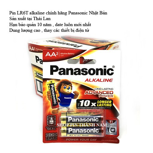 Pin AA Panasonic alkaline LR6T vỉ 2 viên chính hãng