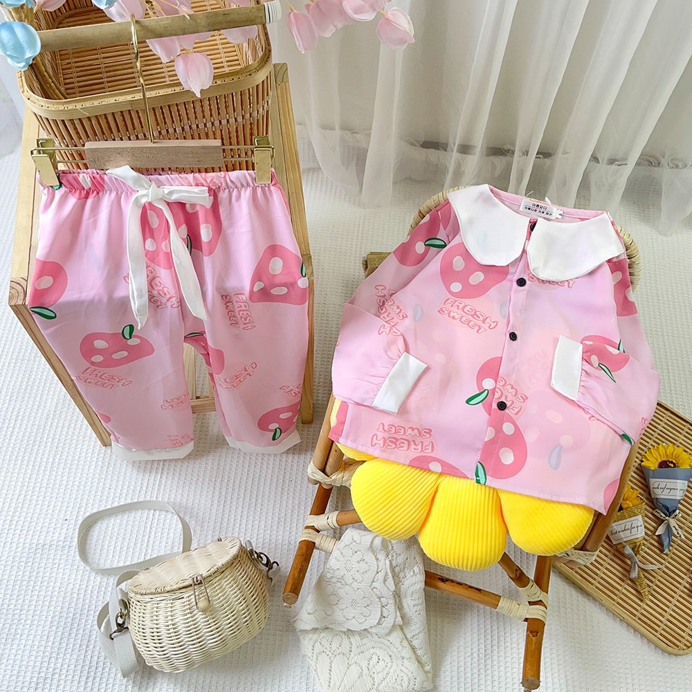 Bộ Ngủ Pijama Cho Bé Gái Lụa Mango Cao Cấp Nhiều Màu Dài Tay 10-36kg - Babi mama BPN29