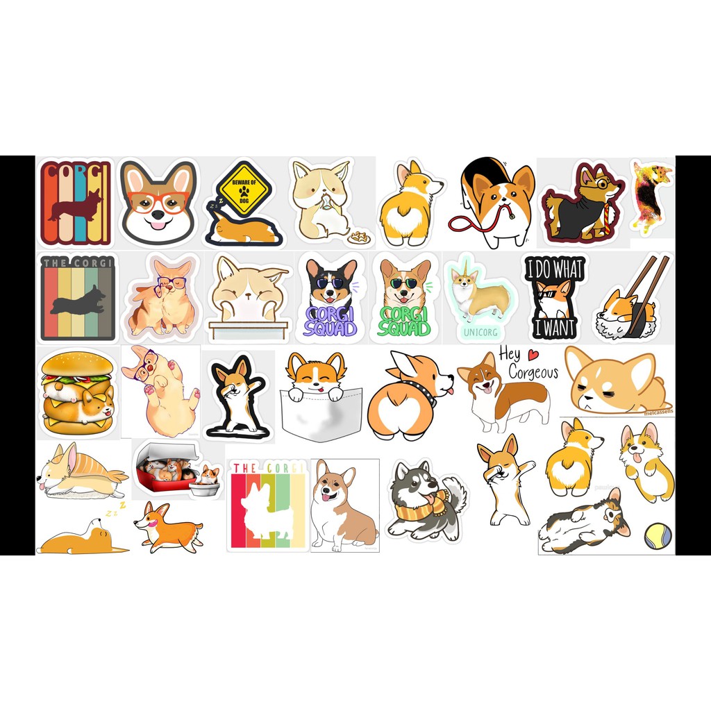 Sticker Corgi dán Vali, xe, barber shop, Mũ bảo hiểm , macbook, đàn, tường... Nhập mã GIẢM GIÁ 15k khi mua từ 3 set