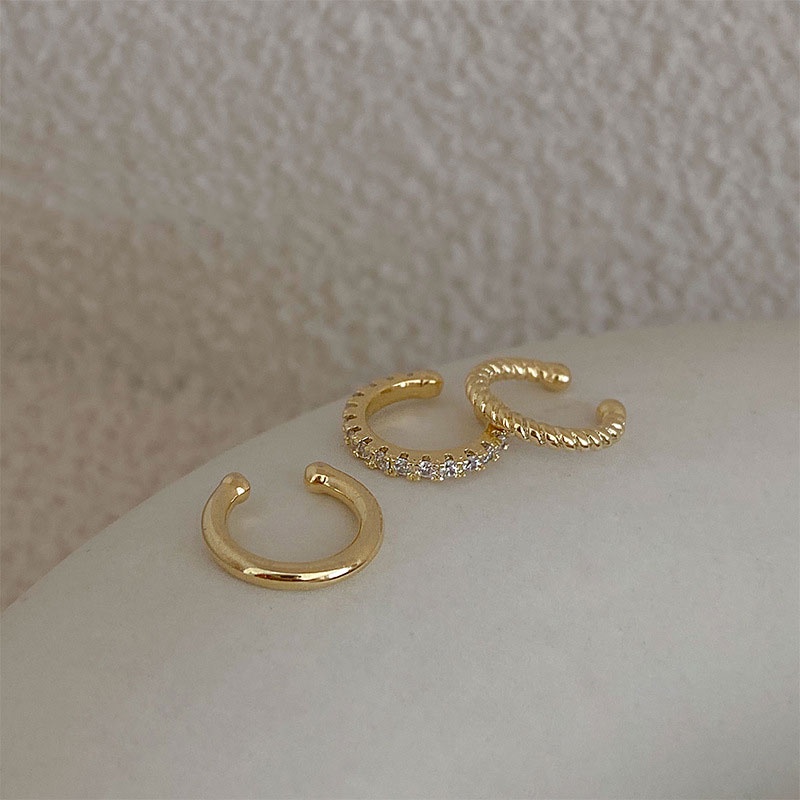 Set 3 Khuyên Tai Tròn Mạ Bạc 925 Đơn Giản