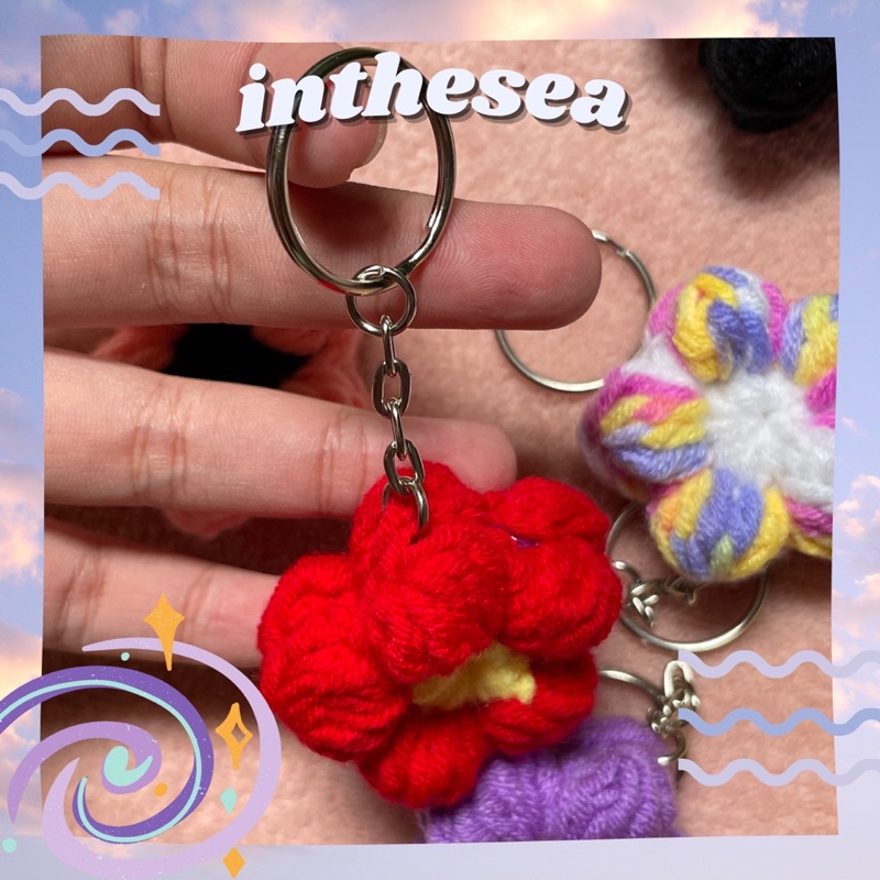 Móc Khoá Hình Bông Hoa Dễ Thương Màu Sắc Treo Cặp