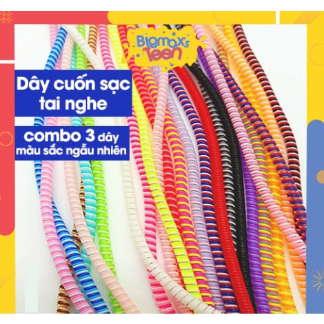Dây bảo vệ tai nghe dây cuốn tai nghe nhiều màu dạng lò xo giúp chống rối quấn tai nghe