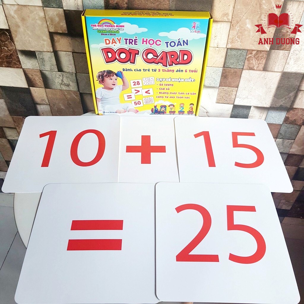 [Mã BMINC50 giảm 10% đơn 99K] Bộ 56 Thẻ Dạy Trẻ Học Toán Thông Minh , 20X20 cm,Flashcard Song Ngữ Cho Trẻ