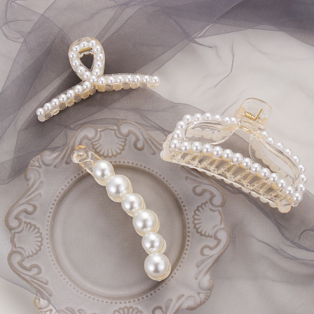 Kẹp Tóc Càng Cua Đính Ngọc Trai Nhân Tạo Thời Trang Dành Cho Nữ