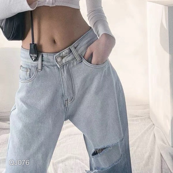 Quần Jean nữ VN CLO ống rộng loang màu - QJ076