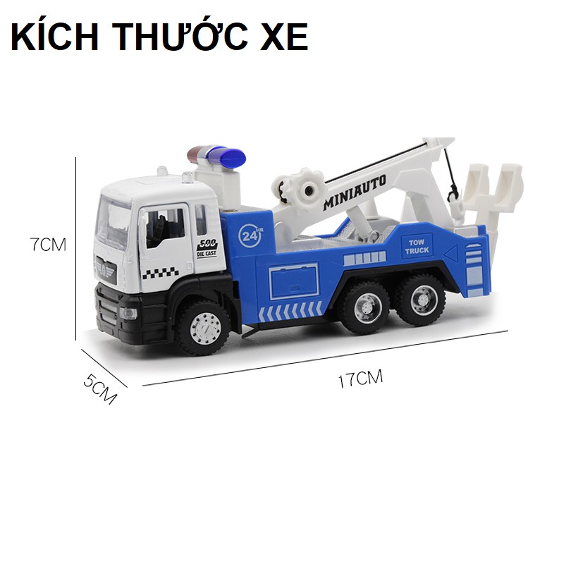 Mô hình xe ô tô cứu hộ đồ chơi trẻ em tỉ lệ 1:50 xe chạy cót bằng hợp kim nhựa có đèn và âm thanh mở được cửa xe