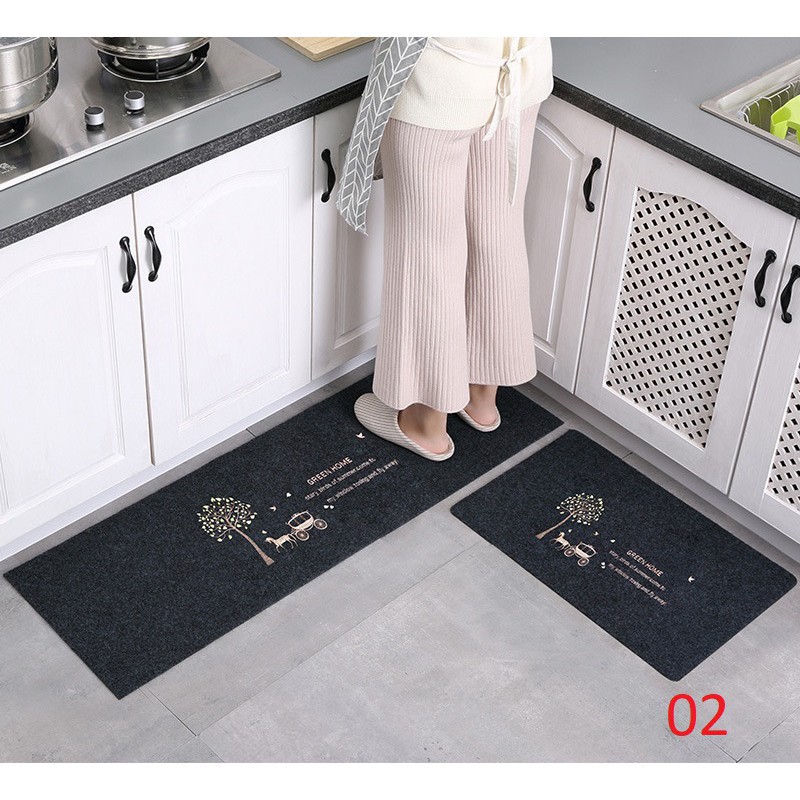 Bộ thảm bếp 2 cái ( nhiều họa tiết - mặt đáy cao su chống trượt ) giao mẫu ngẫu nhiên