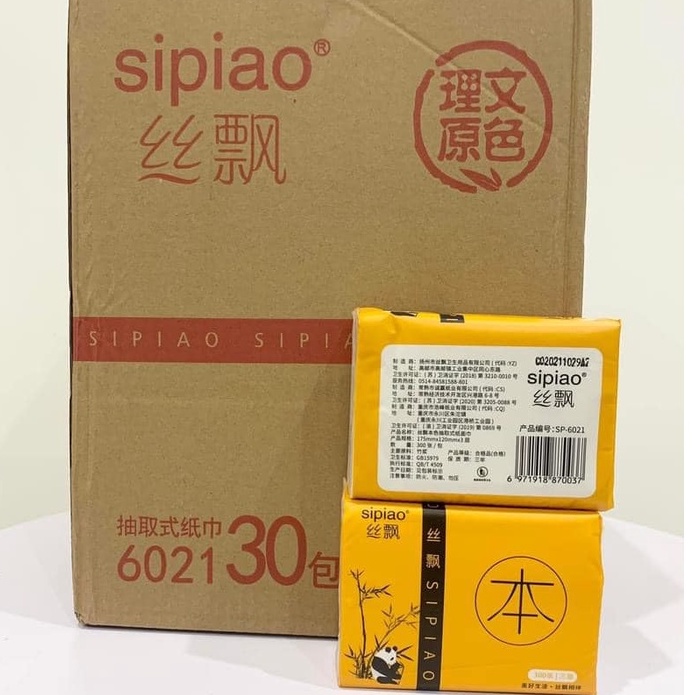 HỘP 30 GÓI GIẤY ĂN GẤU TRÚC SIPIAO 6021/ THÙNG 40 GÓI GIẤY THỎ SIPIAO HÀNG NỘI ĐỊA CHUẨN 100%