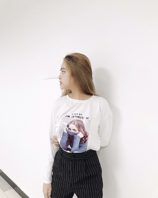 Quần baggy nút kẻ sọc hai túi