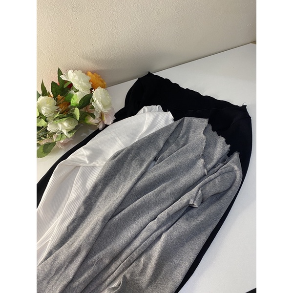 Áo chất tăm xẻ vạt tay dài 3 màu cá tính form ôm | BigBuy360 - bigbuy360.vn