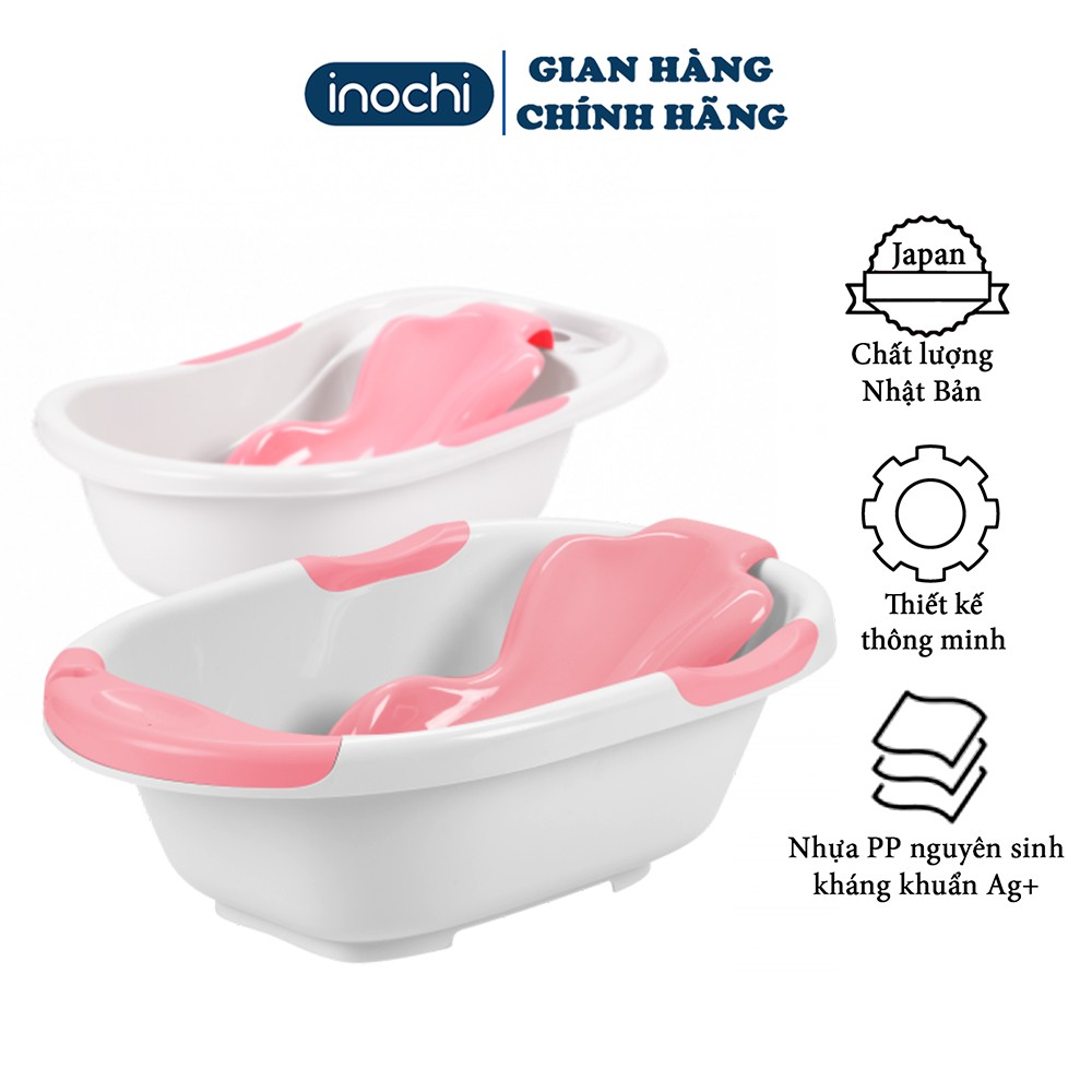 Chậu tắm cho bé -thau tắm cho bé inochi size to 120l cho bé từ sơ sinh đến 8 tuổi tặng thau rửa mặt tựa tắm gáo múc nước