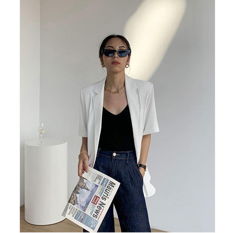 Áo Khoác Vest Tay Ngắn Màu Đen Thời Trang Mùa Hè 2022 Dễ Phối Đồ Phong Cách Hàn Quốc