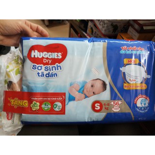 TÃ DÁN SƠ SINH HUGGIES S 56 MIẾNG TẶNG GIẤY ƯỚT