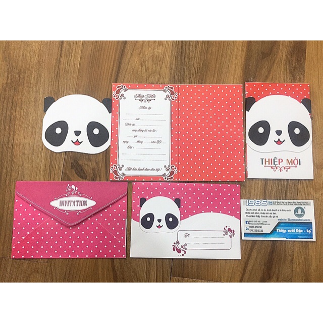 Thiệp Thôi nôi, sinh nhật gấu panda có in nội dung