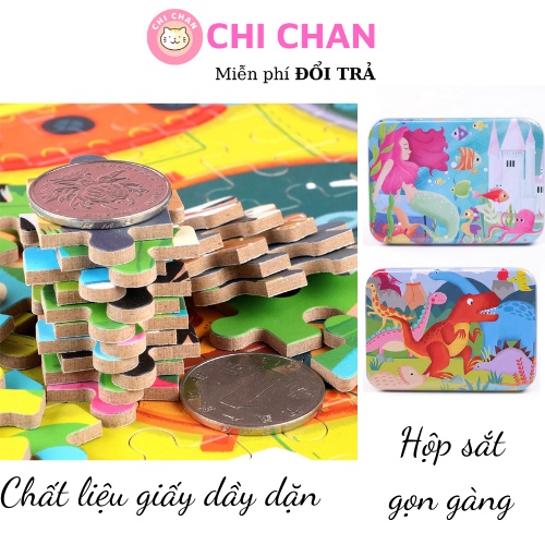 Đồ chơi ghép hình 60 mảnh hộp thiếc cho bé, đồ chơi giáo dục phát triển tư duy, rèn luyện khả năng tập trung cho bé