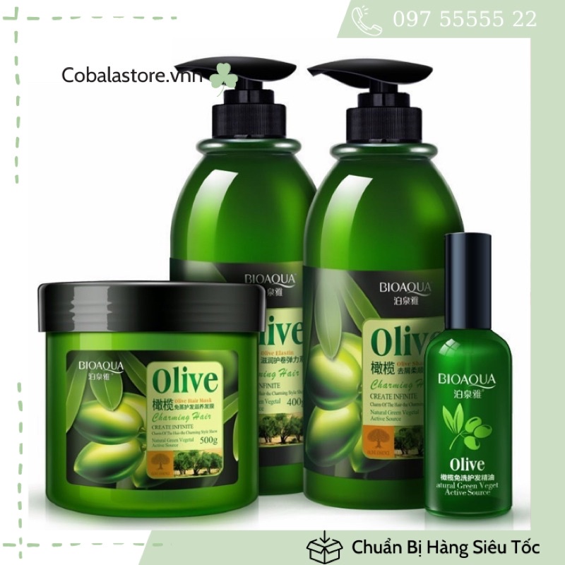 BỘ DẦU GỘI DẦU XẢ DẦU Ủ DƯỠNG TÓC OLIVE CỦA BIOAQUA