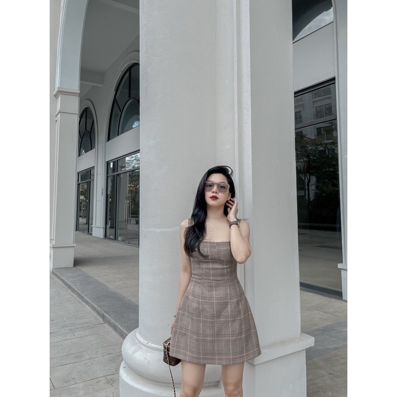 [Mã SKAMSALEP6 giảm 10% tối đa 100K đơn 150K] ( Ảnh thật ) V0505 Váy 2 dây kẻ cup ngực lót quần | BigBuy360 - bigbuy360.vn