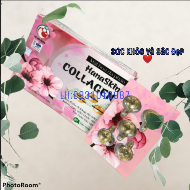 Viên bôi dưỡng da Collagen Hana Skin Collagen Mặt Hoa Da Phấn – hộp 30 viên