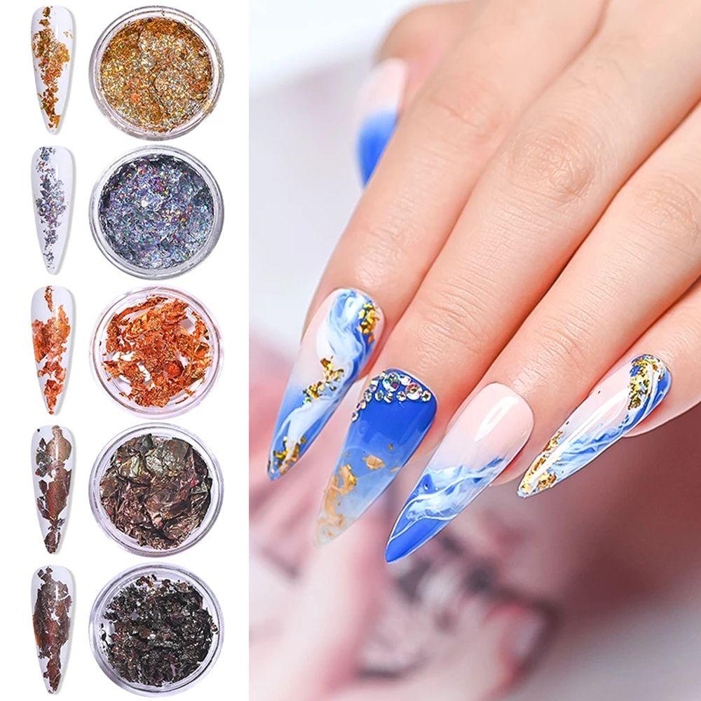 Phụ Kiện Trang Trí Móng Tay Nghệ Thuật Cho Bạn Gái|Vòng Đeo Tay Nhiều Màu Sắc|Hình Dán Móng Tay 3D Bằng Nhôm Hình Chiếc Lá