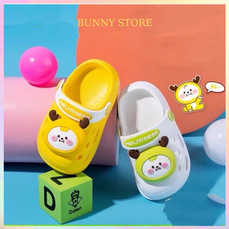 Dép sục cho bé trai bé gái sticker gấu Bunny Store, cross dành cho bé từ 1 đến 5 tuổi đế mềm eva chống trơn trượt BN18