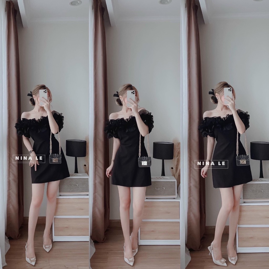 Váy đầm nữ body kiểu trễ vai phối bèo tầng dễ thương | BigBuy360 - bigbuy360.vn