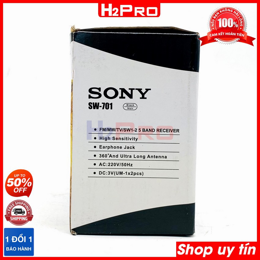 Đài radio Sony SW-701 H2Pro 5 bands FM-TV-AM-SW1-SW2 bắt sóng khỏe, máy đài radio sony fm-am dễ dùng-chạy 2 pin tặng quà