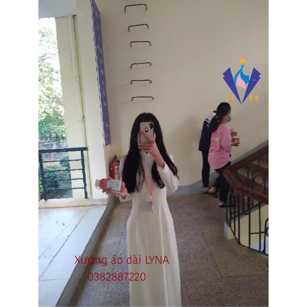 Áo dài trắng, áo dài học sinh 4 tà truyền thống đẹp cao cấp, chiffron mềm mại, co giãn rủ tà