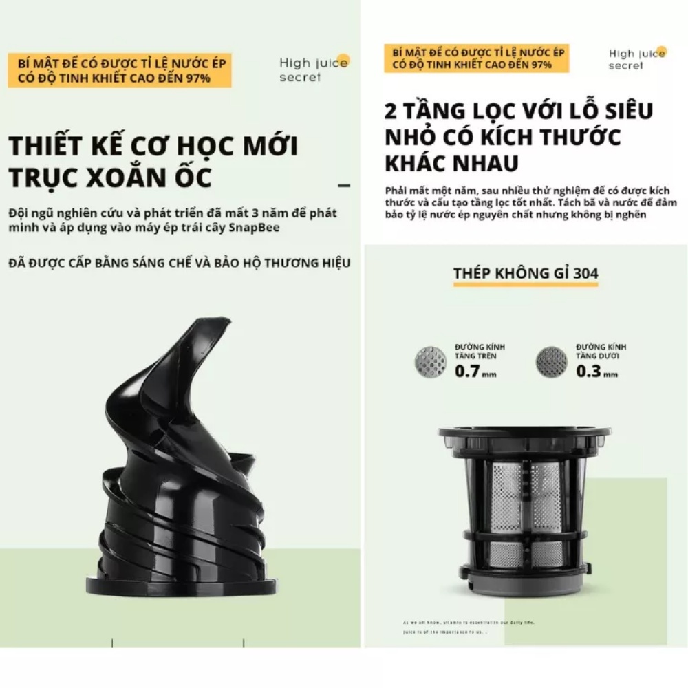 Máy ép chậm Mini, Máy Ép Hoa Quả Rau Củ Cho Gia Đình Tiện Dụng