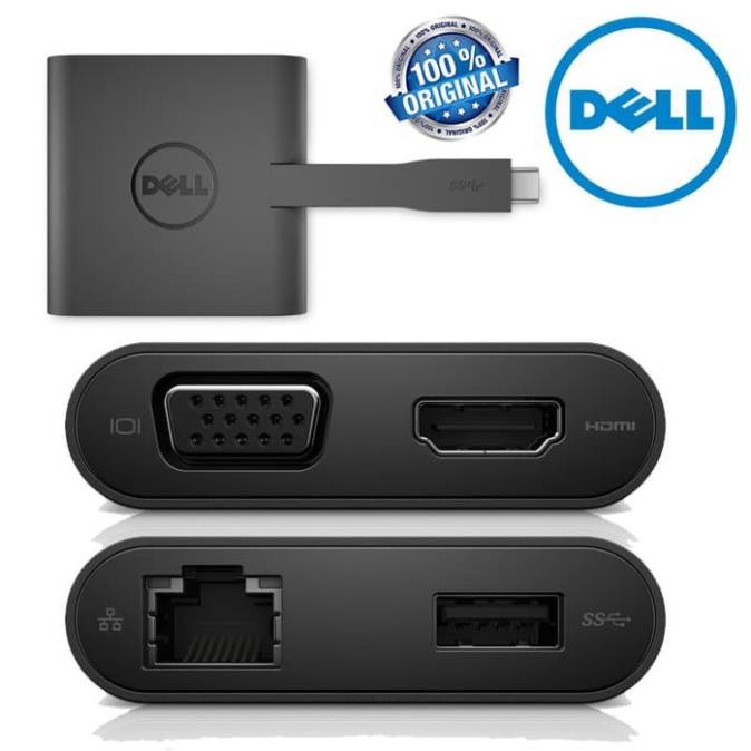 BỘ CHUYỂN ĐỔI TỪ CỔNG TYPEC RA HDMI+VGA+ETHERNET+USB 3.0 - DELL DA200 CHÍNH HÃNG