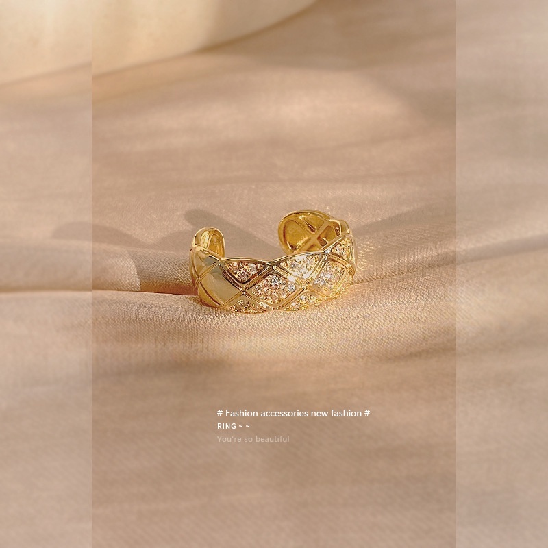 Nhẫn hở đính đá zircon thời trang Hàn Quốc cổ điển 2021 tùy chọn kiểu dáng