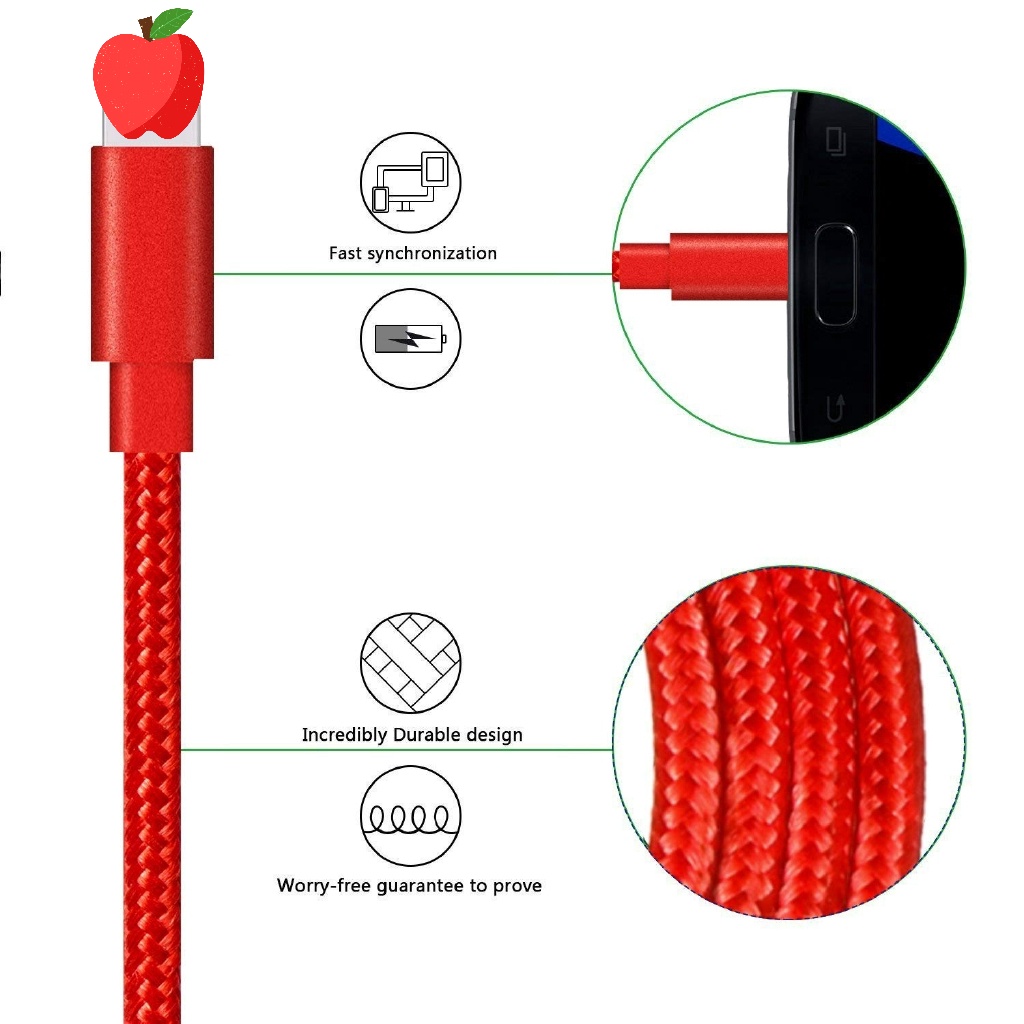 Dây Cáp Sạc Nhanh 1m 2m 3m Cho IPX 7 6 5