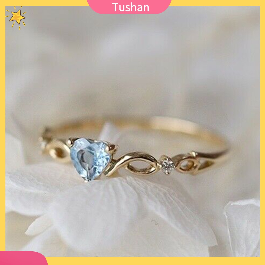 Nhẫn đá zircon mặt hình trái tim thời trang