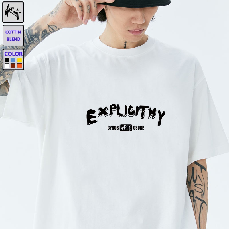 Áo thun KT tay ngắn dáng rộng họa tiết chữ EXP size M-8XL 6 màu sắc tùy chọn thời trang unisex