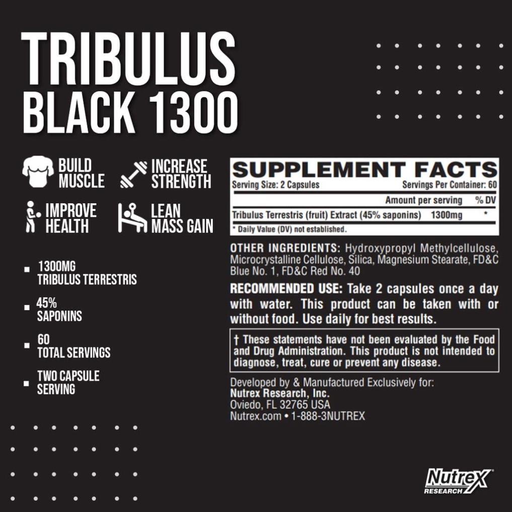 Viên Tribulus Tăng Testosteron Cho Người Tập Gym Nutrex Tribulus Black (120 viên)