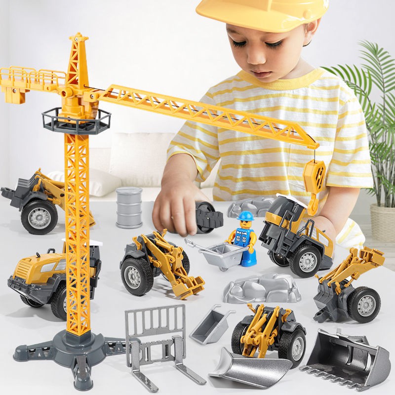 Xe công trình trẻ em, máy xúc, bộ ô tô đồ chơi, nâng liên hợp bé trai, các loại nhỏ khác nhau