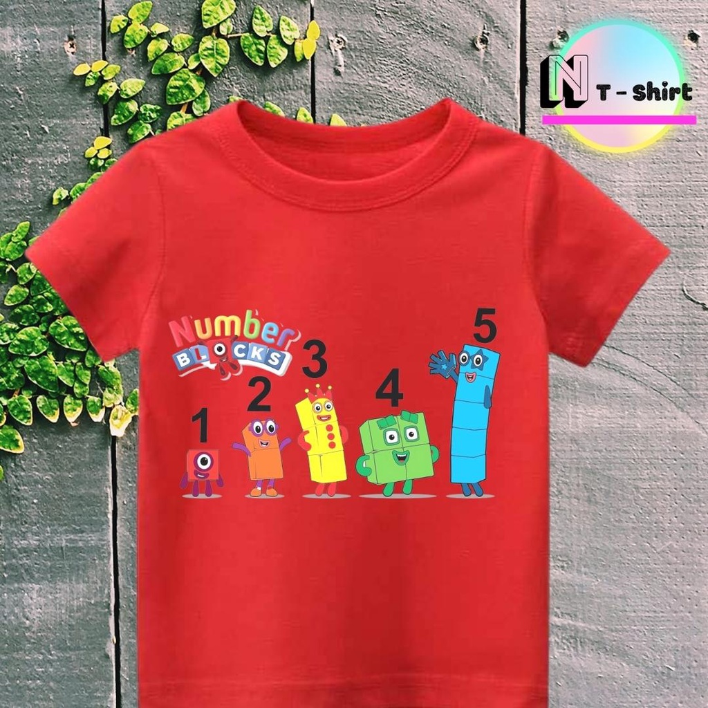 Áo thun cho bé trai và bé gái in hình hoạt hình Number Blocks dễ thương, chất liệu cotton mềm mịn thoáng mát NTShirt 05