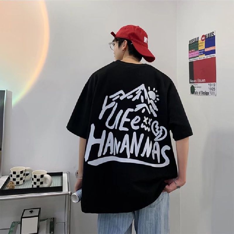 Áo Thun Tay Ngắn Dáng Rộng In Chữ Phong Cách Hip Hop Thời Trang Mùa Hè Cho Nam Giới [M-8XL]