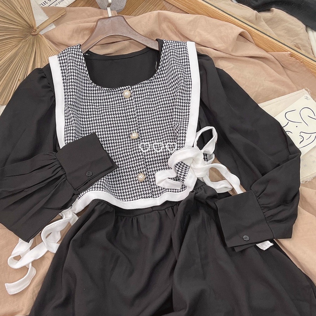 ĐẦM ĐEN BBD PHỐI GILE ZICZAC