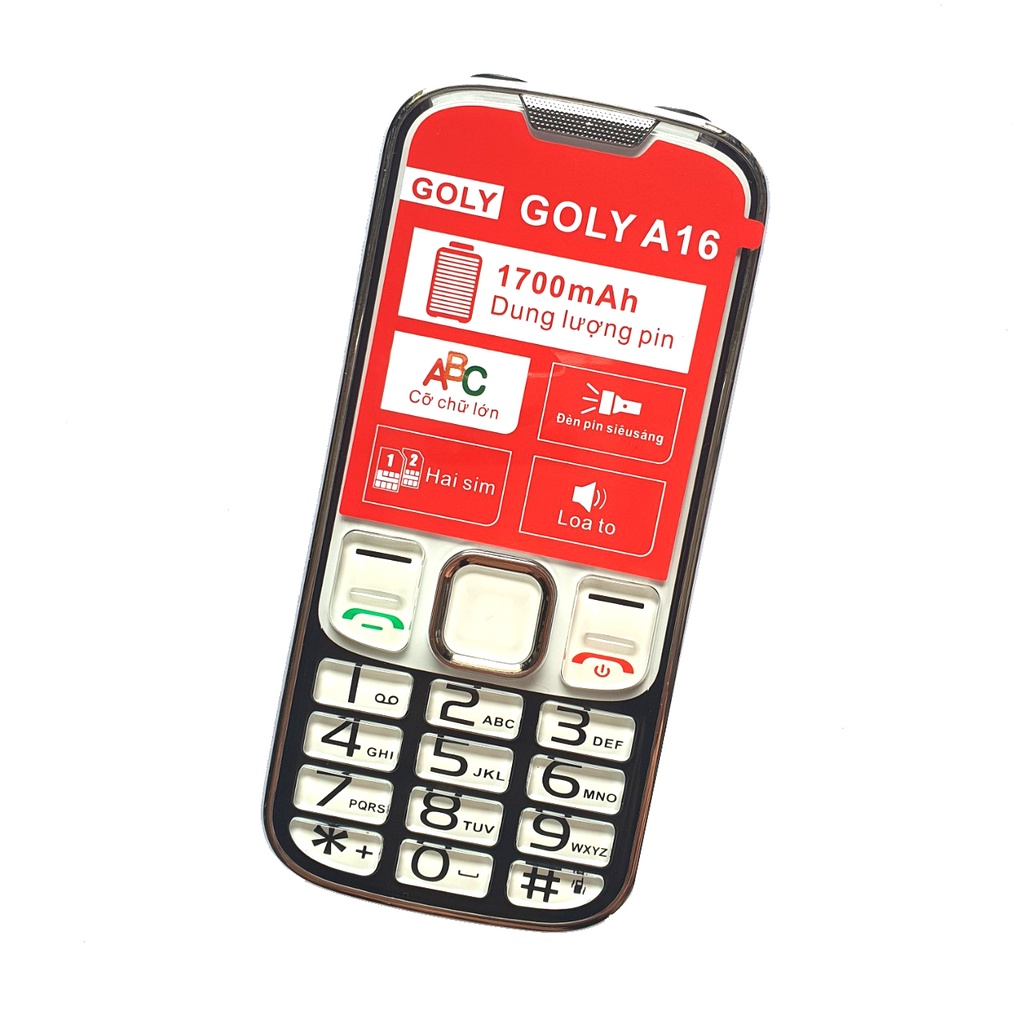 Điện thoại Goly A16 - Dành cho người già , Tặng kèm ốp lưng , Phím to , Loa to - Hàng chính hãng