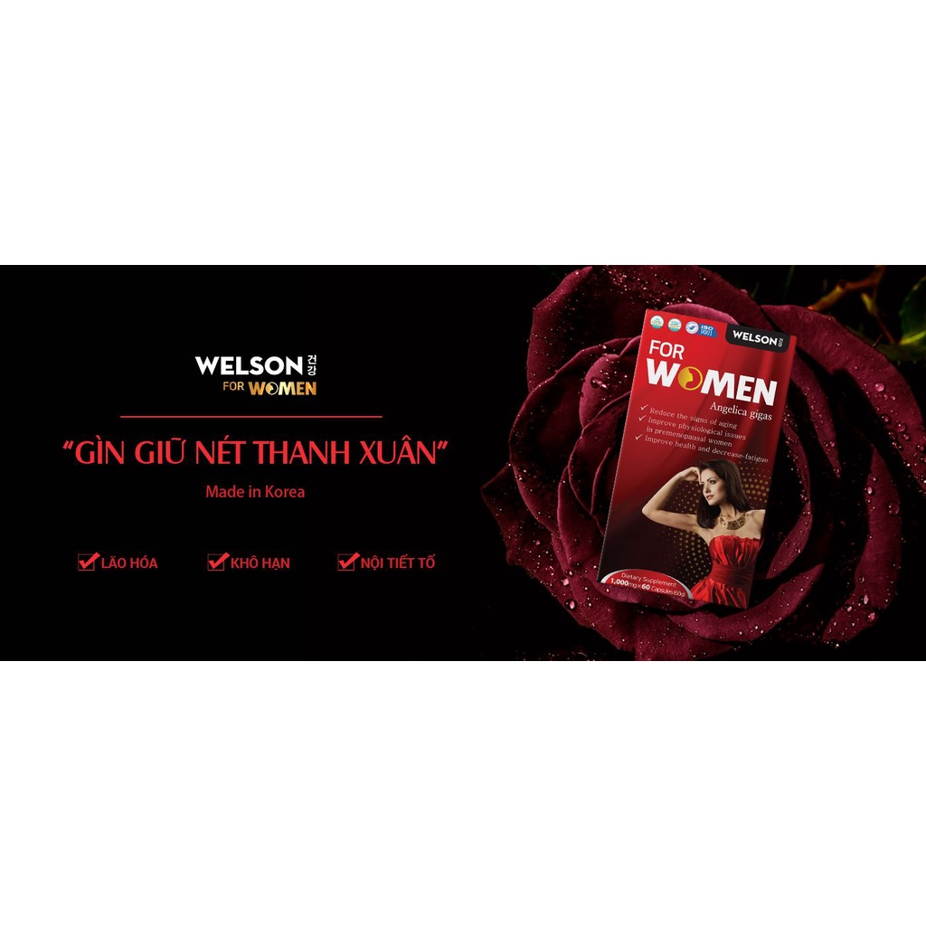 Welson For Women Cải Thiện Nội Tiết Tố Nữ, Tăng Sinh Lý Nữ, Làm Đẹp Hộp 60 Viên