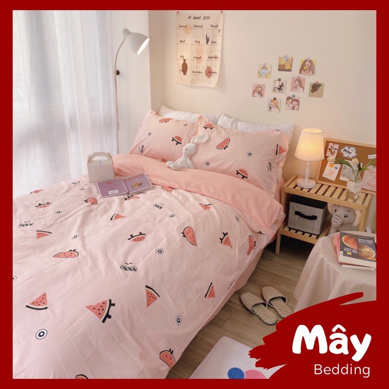 Bộ chăn ga gối Cotton Poly hoạ tiết dưa hấu MÂY BEDDING đủ kích thước nệm