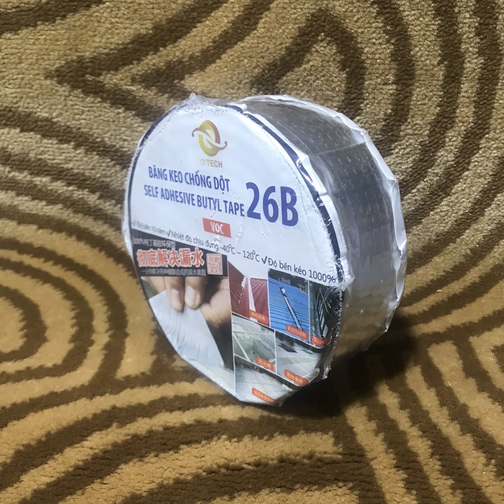 Băng keo chống dột mái tôn, mái nhà, chống thấm tường O'tech Bitum Tape 26B nhiều kích thước