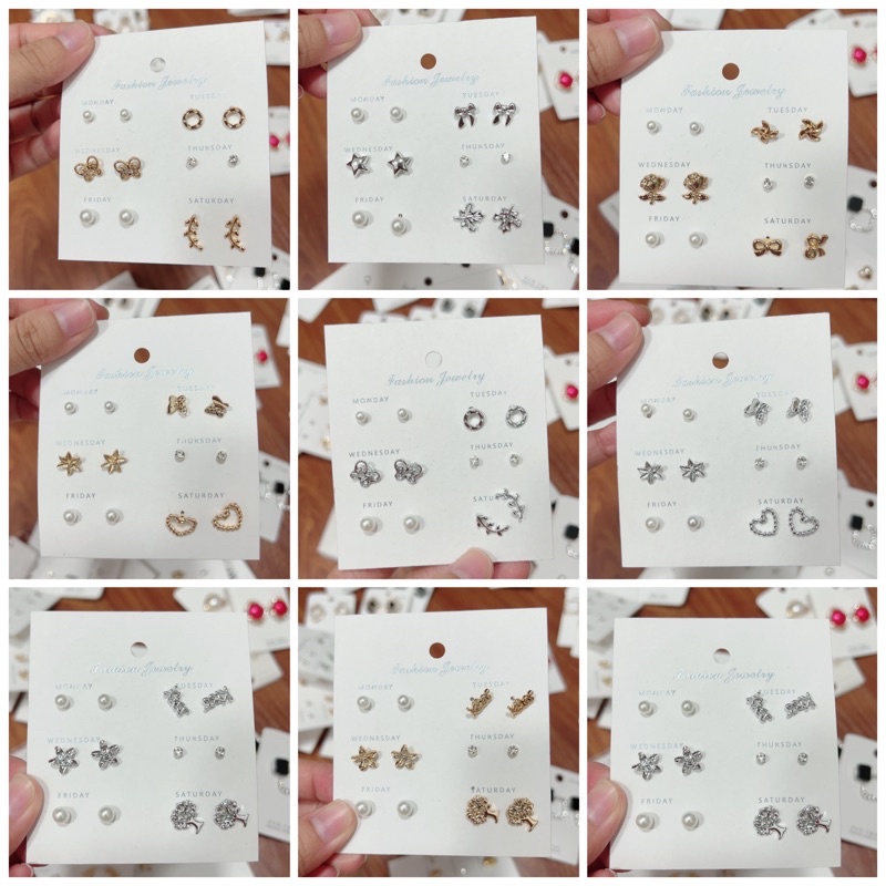 Bông tai set 6 đôi ngẫu nhiên giá siêu hạt dẻ