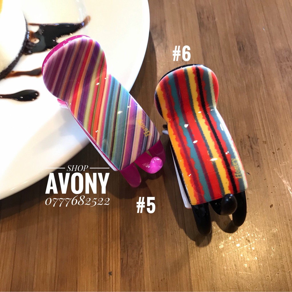 Kẹp tóc 3 răng đầu tròn Honey in sọc dọc pb 2