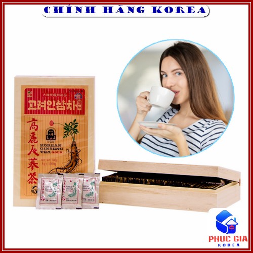 Trà Sâm Hộp Gỗ Okinsam Hàn Quốc, Hộp 100 gói | BigBuy360 - bigbuy360.vn